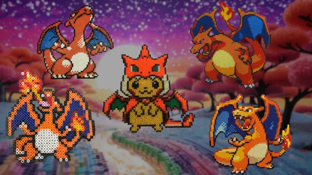 Charizard z koralików do prasowania