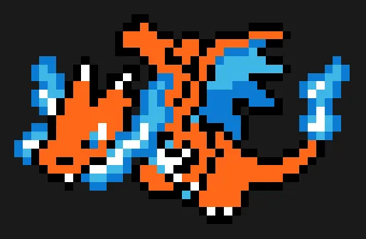 Charizard z koralików do prasowania – Charizard z niebieskim ogniem