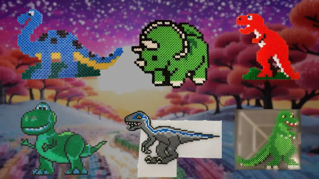 Dinozaury z koralików do prasowania