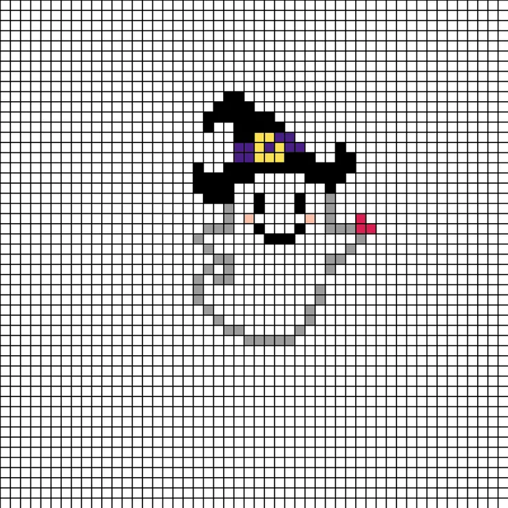 Halloween z koralików do prasowania – Duszek w kapeluszu czarownicy