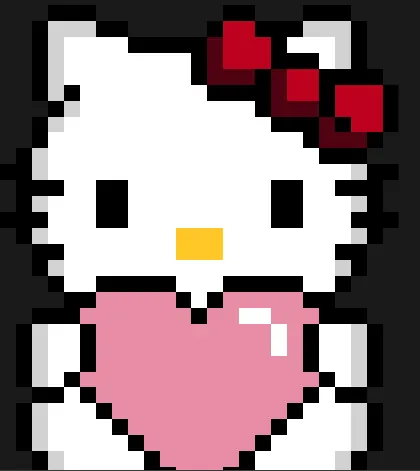 Hello Kitty z koralików do prasowania – Hello Kitty z sercem – cała postać