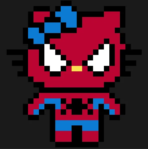 Hello Kitty z koralików do prasowania – Hello Kitty w stroju Spider-Mana
