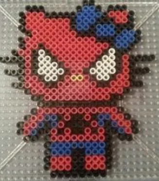Hello Kitty z koralików do prasowania – Hello Kitty w stroju Spider-Mana