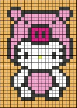 Hello Kitty z koralików do prasowania – Hello Kitty – świnka