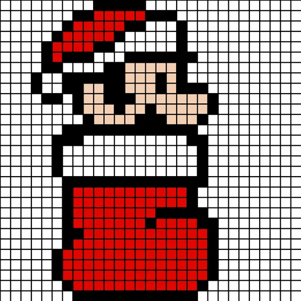 Boże Narodzenie z koralików do prasowania – Mario w świątecznej skarpecie