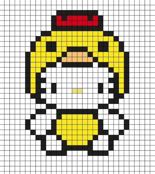 Kurczaczki z koralików do prasowania – Hello Kitty w przebraniu kurczaczka