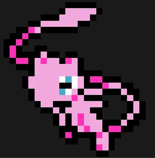 Mew z koralików do prasowania – Różowy Mewtwo z długim ogonem