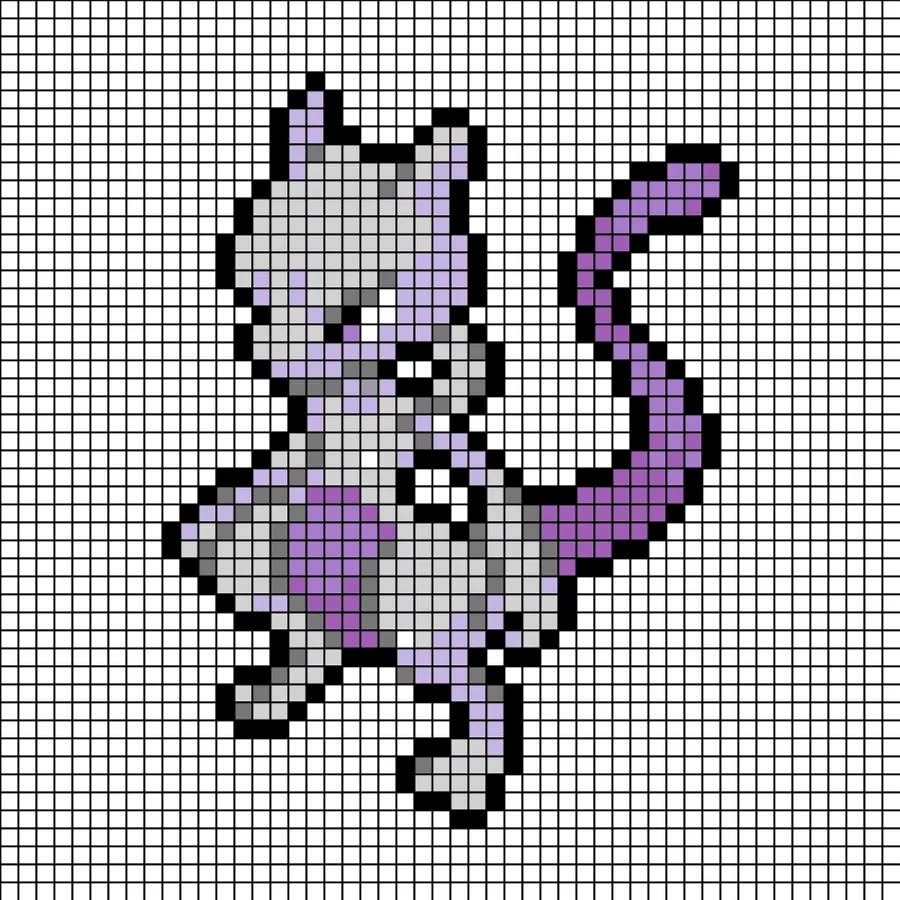 Mew z koralików do prasowania – Mewtwo – wersja 2