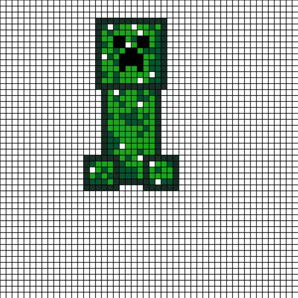 Minecraft z koralików do prasowania – Creeper – cała postać