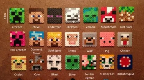 Minecraft z koralików do prasowania – Głowy z Minecrafta