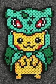 Pikachu z koralików do prasowania – Pikachu jako Bulbasaur
