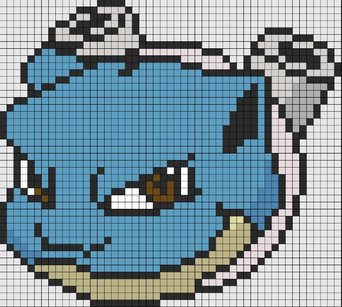 Blastoise z koralików do prasowania – Głowa Blastoise'a