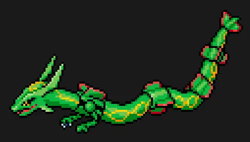 Rayquaza z koralików do prasowania – Rayquaza w poziomie