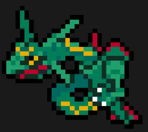 Rayquaza z koralików do prasowania – Rayquaza w różnych odcieniach