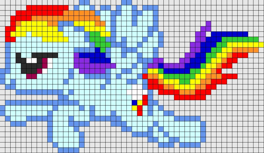 Tęcza z koralików do prasowania – Rainbow Dash – cała postać