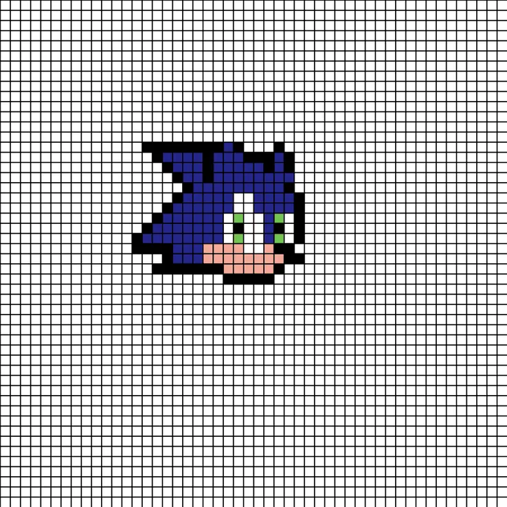 Sonic z koralików do prasowania – Głowa Sonica
