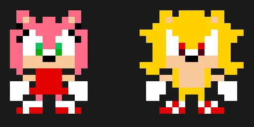 Sonic z koralików do prasowania – Super Sonic i Amy Rose