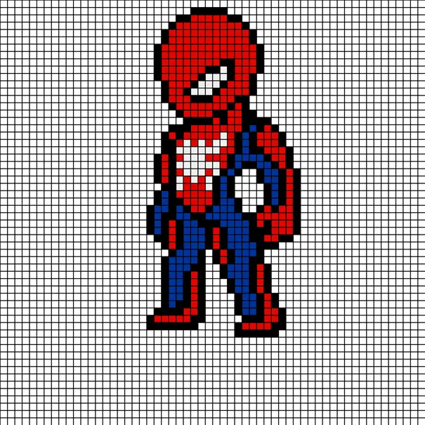 Spider-Man z koralików do prasowania – Klasyczny Spider-Man – cała postać