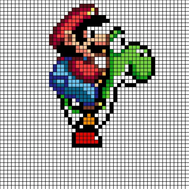 Super Mario z koralików do prasowania – Mario Bros i Yoshi