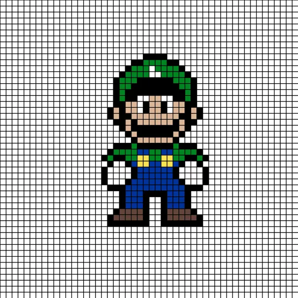 Super Mario z koralików do prasowania – Luigi Bros