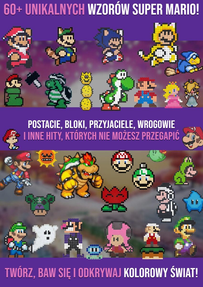 Postacie Super Mario z koralików z klasycznej kolekcji 60+ wzorów